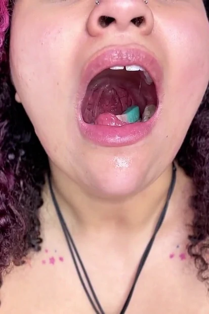 Asmr Close-up Mouth Eating Gummy Worms and Talking About Swallowing You