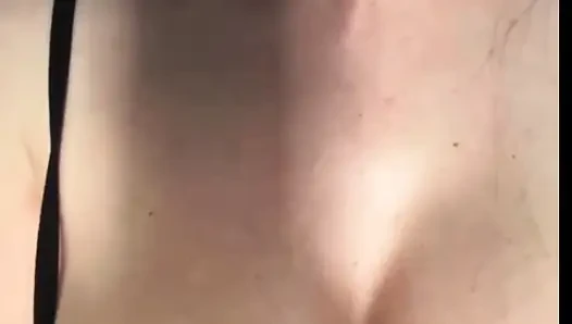 My stepsister fondles her tits and wet pussy