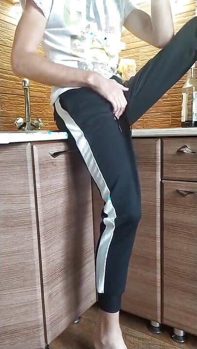 Handjob in the kitchen