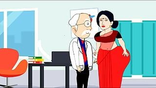 Indische moeder met dikke kont hard geneukt door dokter met grote pik met Hindi-audio