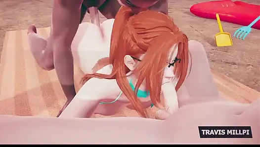 Двойное проникновение на пляже