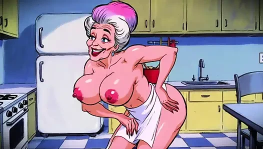 Wanita bugil di dapur ngasih kartun klasik