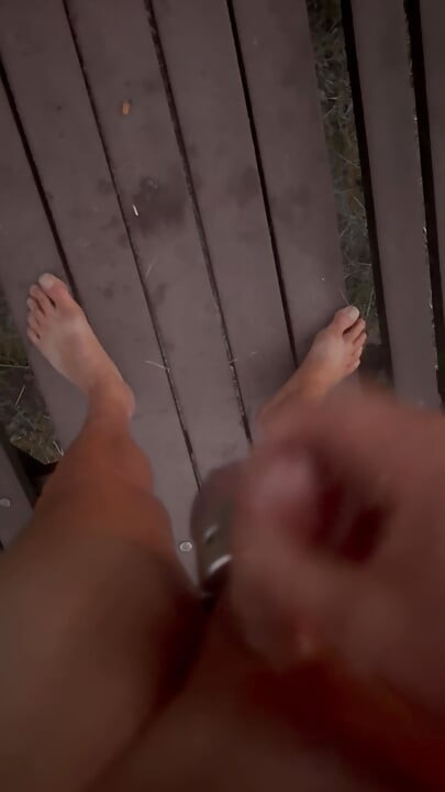 exhibition body suit , lots of traffic passing and a totally nude wank on a bench and cumshot on a picnic