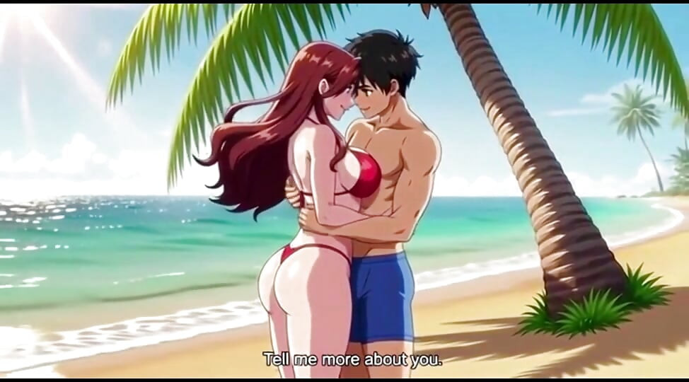 Une belle femme sur la plage séduite par un mec sexy
