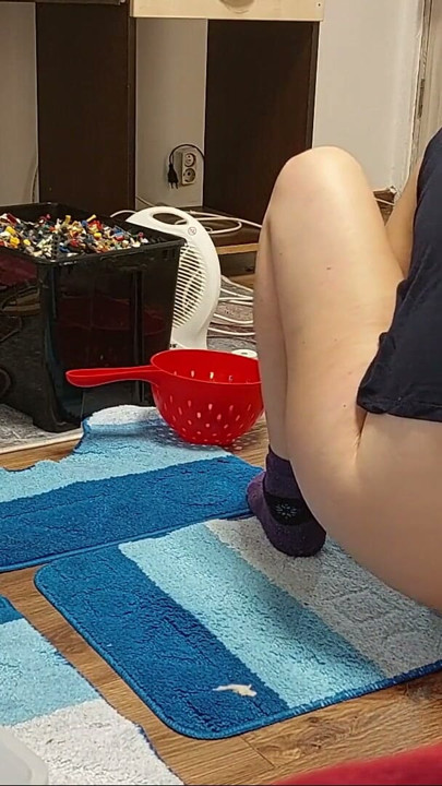 Amateur wife cleans the house naked, hairy pussy, big tits, big ass. | Clip 1