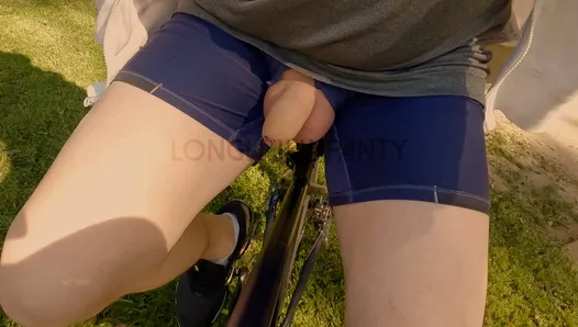 Riding a bike with my cock flashing