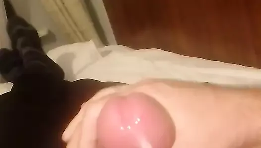 Husband jerks off on my boobs and pussy. video call sex