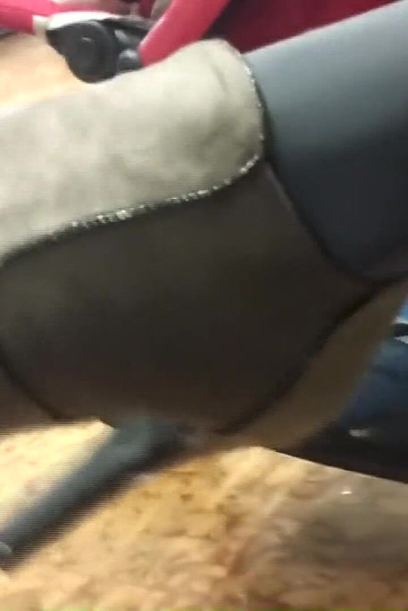 In the Bar Stroking My Husband with My Grey Mini Boots