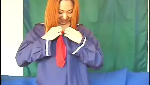 Asian schoolgirl takes dick in her tight cunt