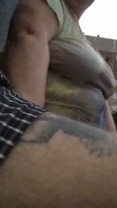 public masturbation of a penis in the yard of the house | Clip 1