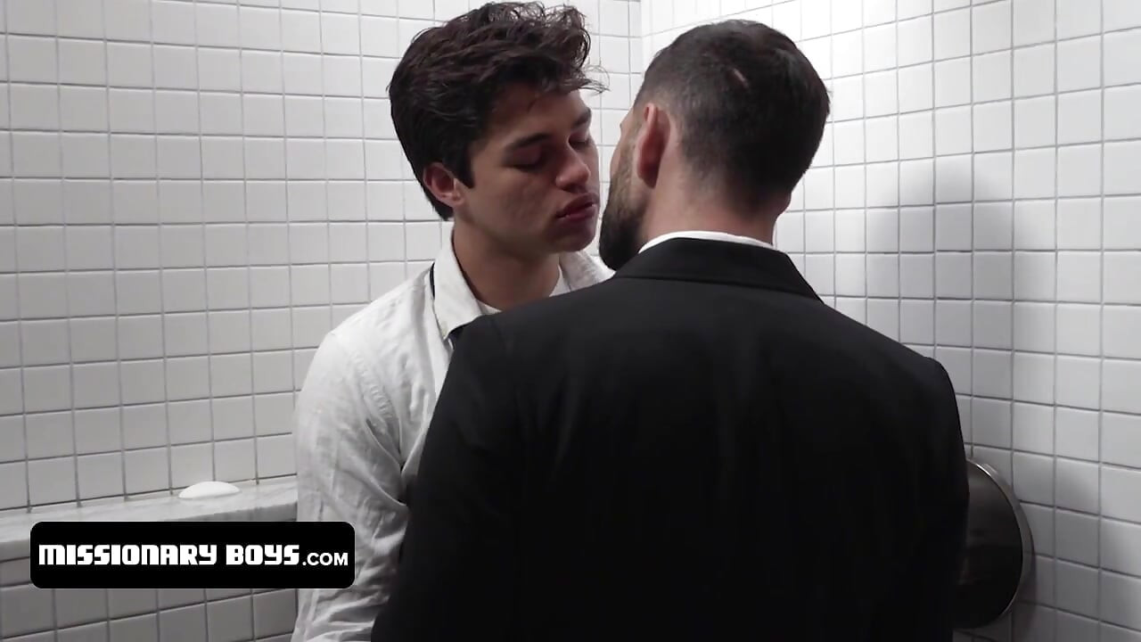 Cute innocent boys bang in the bathroom