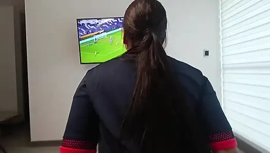 Latina amateur couple real homemade – colombian girlfriend watching soccer POV big ass multiple cum