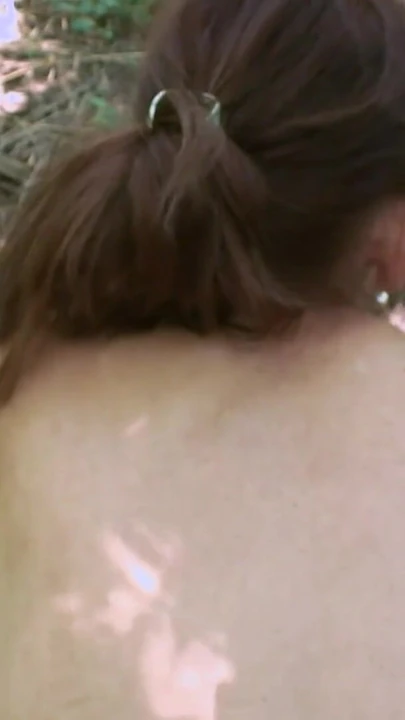 Captivating moment from "Old hairy granny with hard nipples rides dick outdoors"