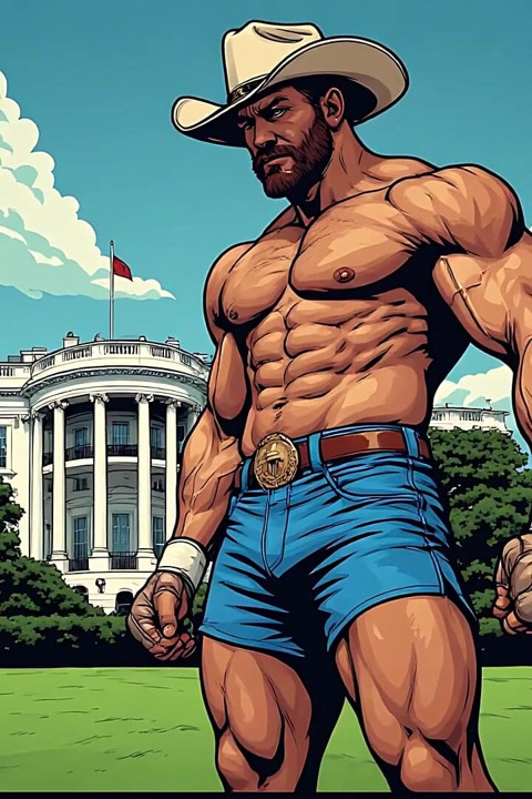 Muscular Fighters at White House (ai Art)