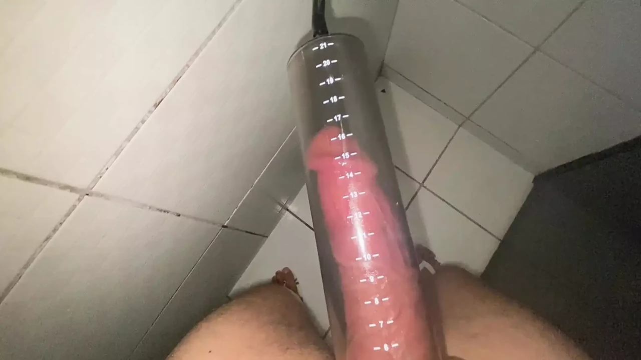 naughty stepsister caught me using the penis pump in the bathroom with my 7 inch dick and came to share the shower with me