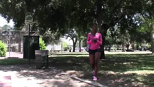 Ebony beauty fucked hard by a big white cock!