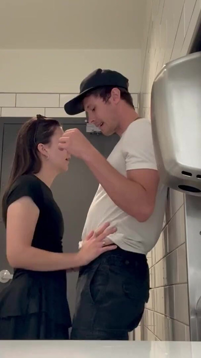 Teen Catches Stranger Looking Up Her Skirt And FUCKS Him In The Restroom | Clip 1