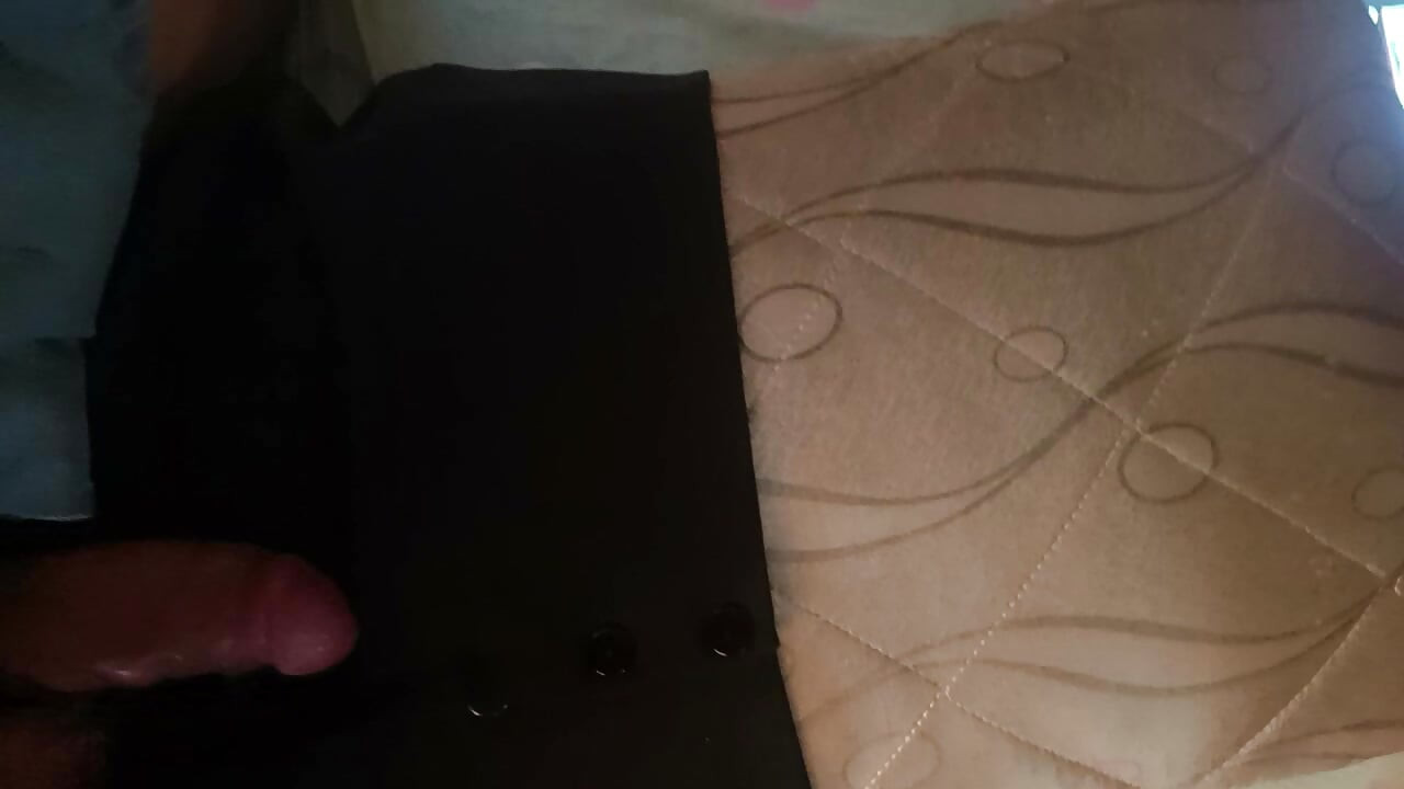 Cum cumshot on my girlfriend's skirt