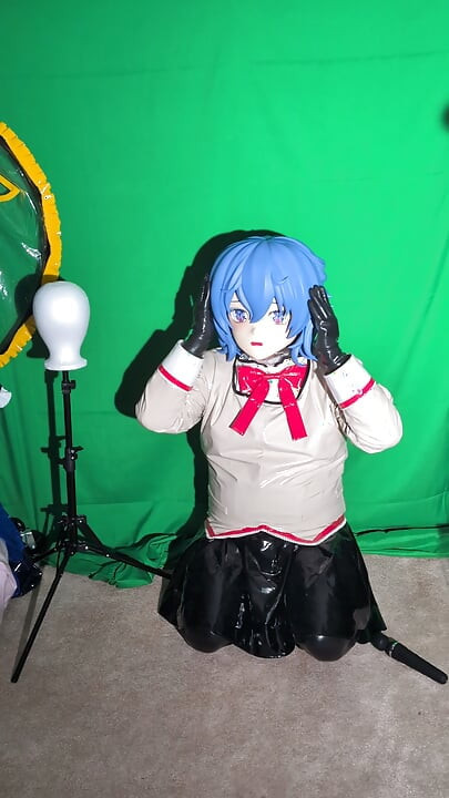 PVC Kigurumi Cosplayer Madoka Uniform Vibrator and Breathplay