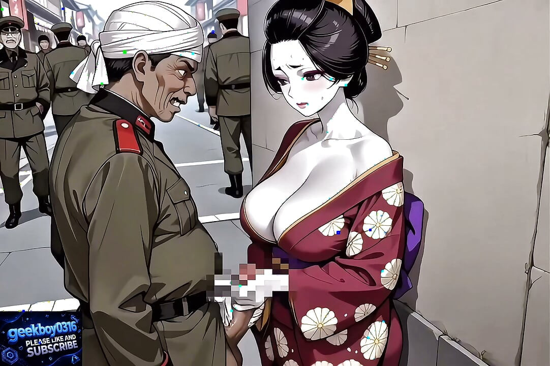 Japanese Kimono Girl Sex with Arab Man - Breeding Activity, 1946 - HENTAI AI Video