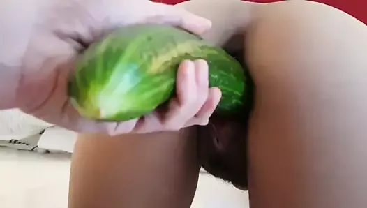 My asian wife second time with cucumber