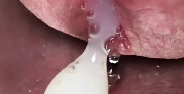 Close up slow motion thick cum