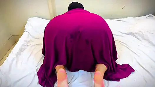 arabian Hijab girl inserts toy into chubby big ass hole, pleasure