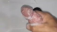 Washing my big horny cock fuck i want to cum so ad right now