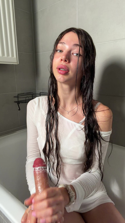In the shower, wet skin and a slow wet handjob
