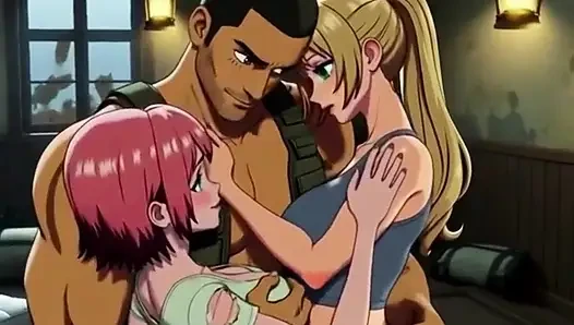 Threesome fucked in forest house