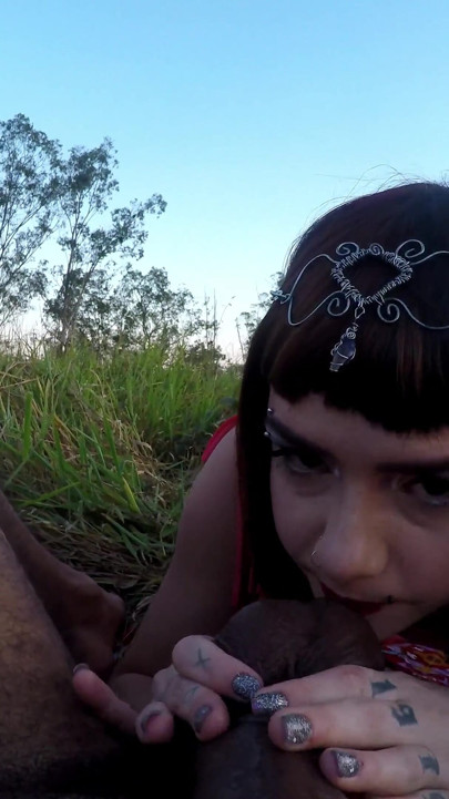 Petite Teen Riding a BBC Outdoors