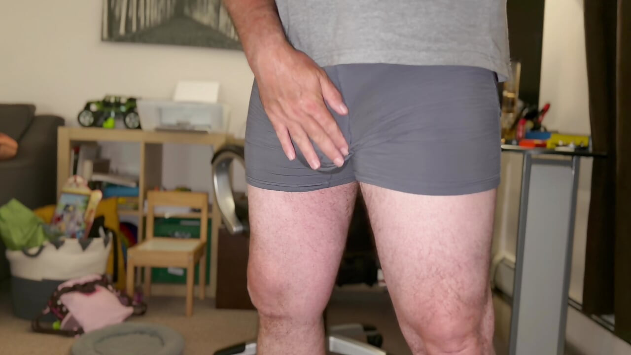 Pre-cum play with silky briefs for step-niece