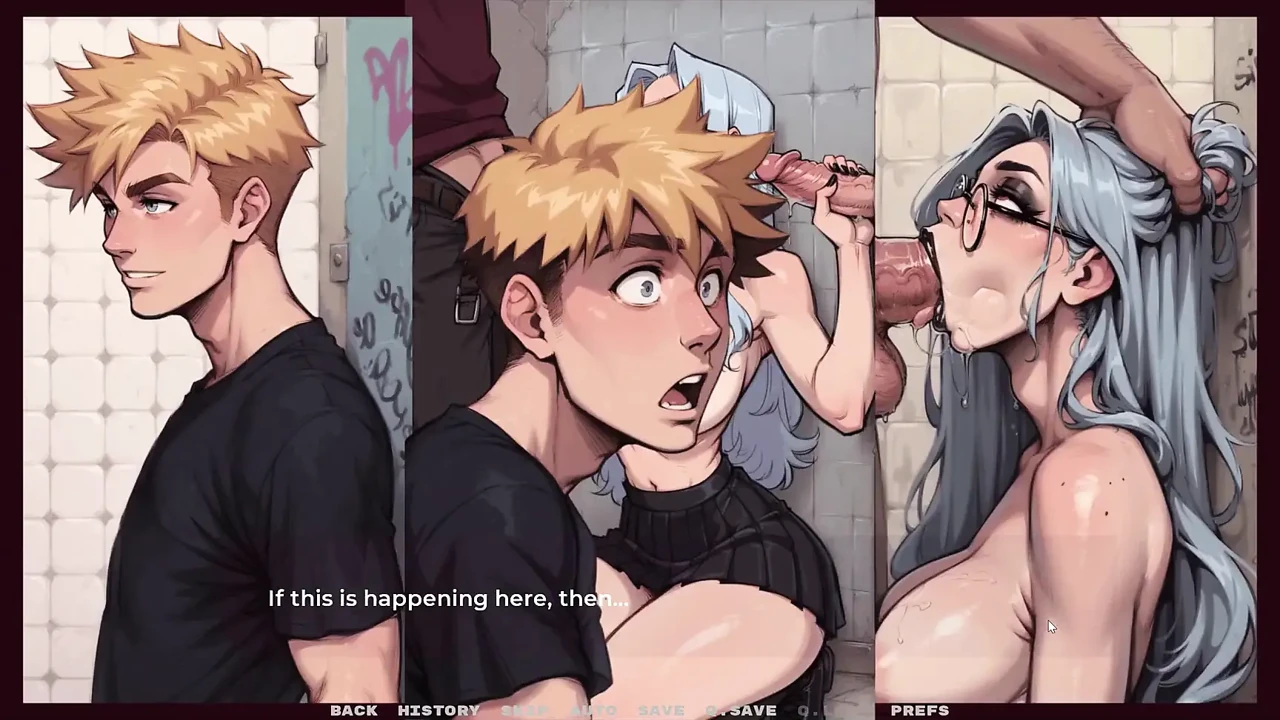 My New Girlfriend [ Taboo Hentai Game ] Ep.40 Goth Girl Blowbang in the Toilet!