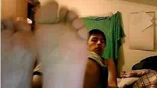 Straight guys feet on webcam #533