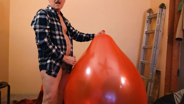 87) Cum on Giant Red Balloon -- Cont from Vid 86 -- Balloonbanger