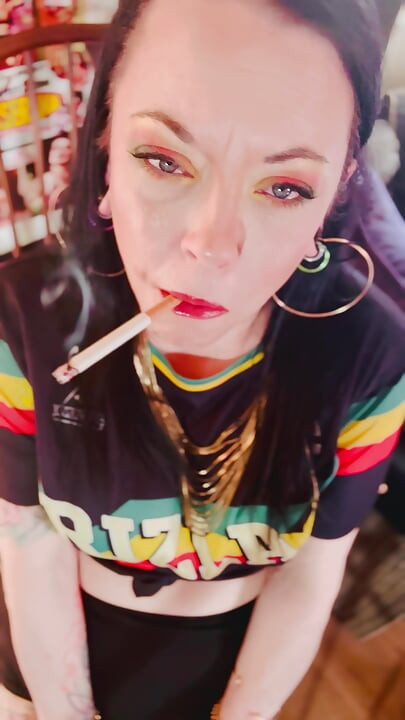 British Mom Tina Snua Double Pumping A Cigarette - Smoking Smoker Smokes OMI OME Drifting