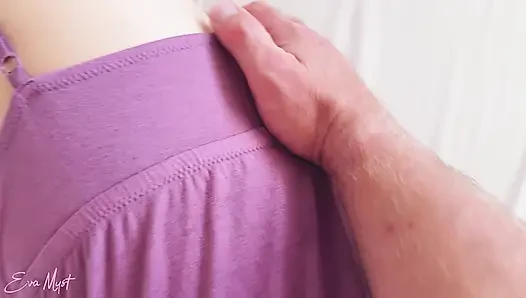 Nephew discovered his pregnant StepAunt almost nude and fucked her hand and pussy