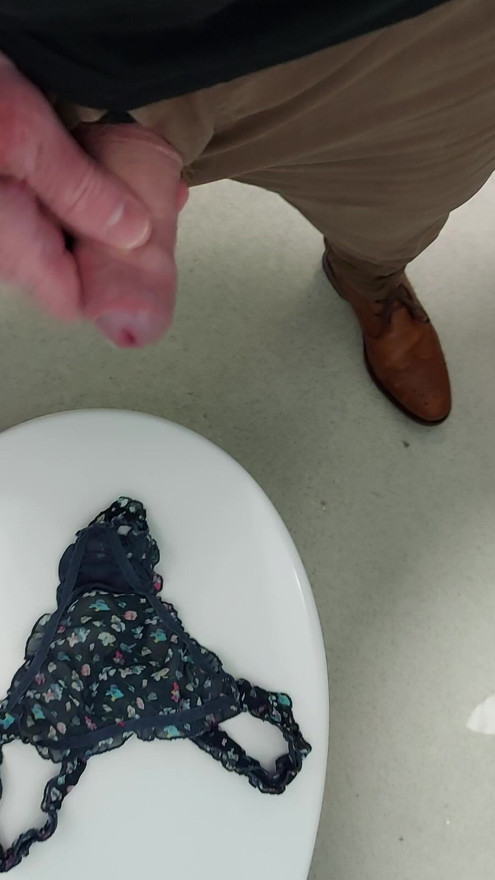 Cumming on guys wifes panties in public toilet