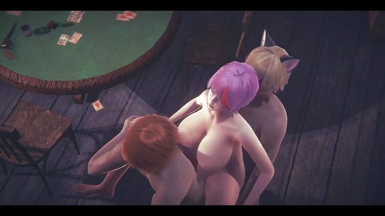 Hentai Uncensored - Tanami Handjob and Threesome with Double Penetration in a Tavern - Japanese Asian Manga Anime Game Porn