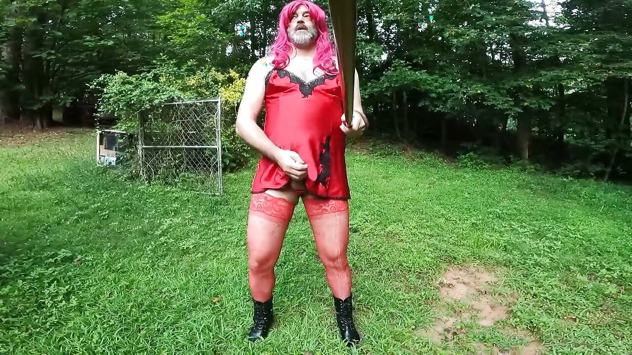 Raw Unedited Crossdresser in Lingerie Outside