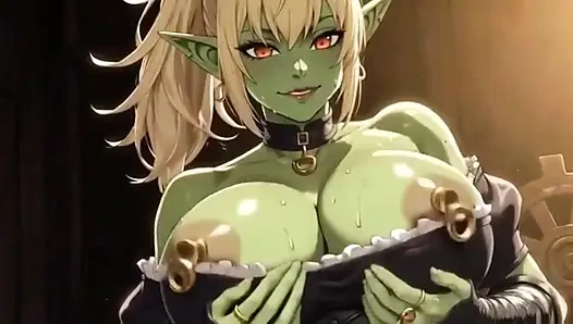 Anime schöne süße orc möpse, ai animation