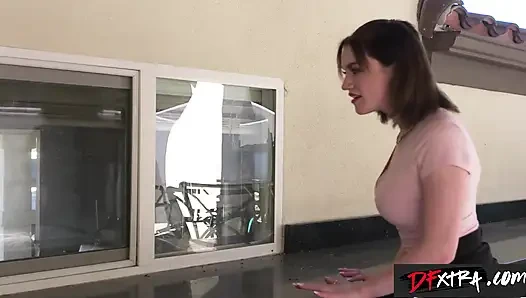 DFXTRA - Cute GRACIE GATES Rubs Hot Feet on BF's Cock Until He Begs For Fucking