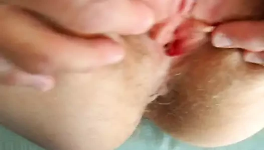 looking at wife's small titties, fucking, fingering, cumming