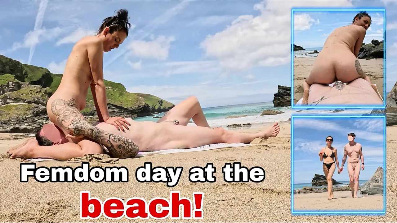 Training Zero Femdom Chastity Day at the Beach! Outdoor Public Nudity