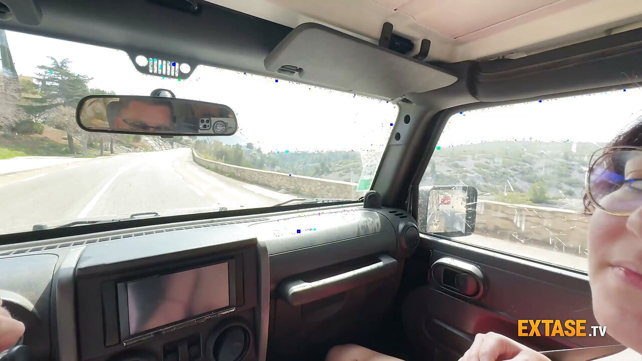 Huge bombed french slut Mizaki gets a very naughty car ride