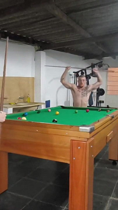 Playing naked pool with my boyfriend and my father-in-law | Clip 2