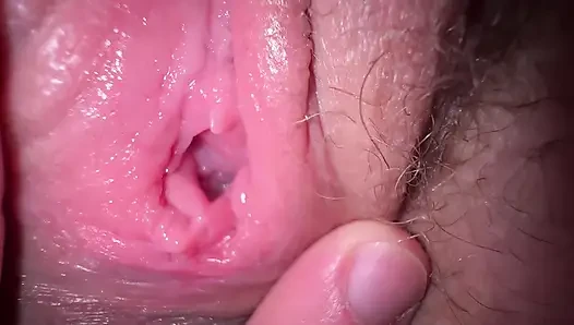 Close up fuck with my teen roommate and cum on hairy pussy