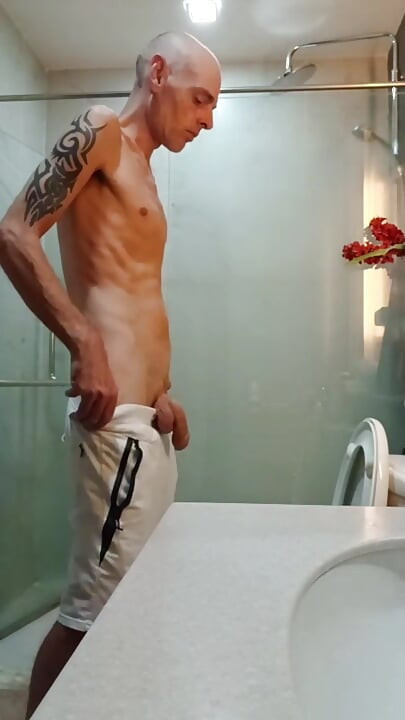 Edging My Big Dick Before Having A Shower