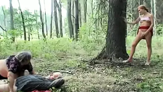 Voyeur Teen Joins Old Couple In The Woods For A Threesome