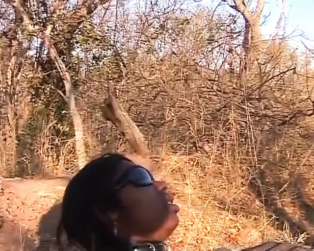 Tied ebony German whore tied up outdoors and fucked hard